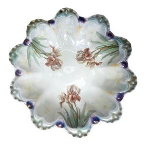 JSV Germany Antique Deep Scalloped Porcelain Bowl With Stunning Floral Design